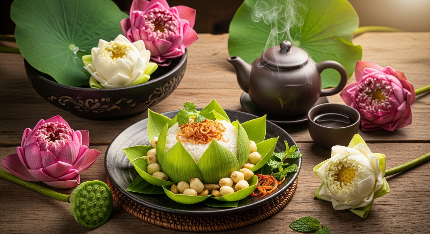 Hương sen trong từng món ăn quê nhà